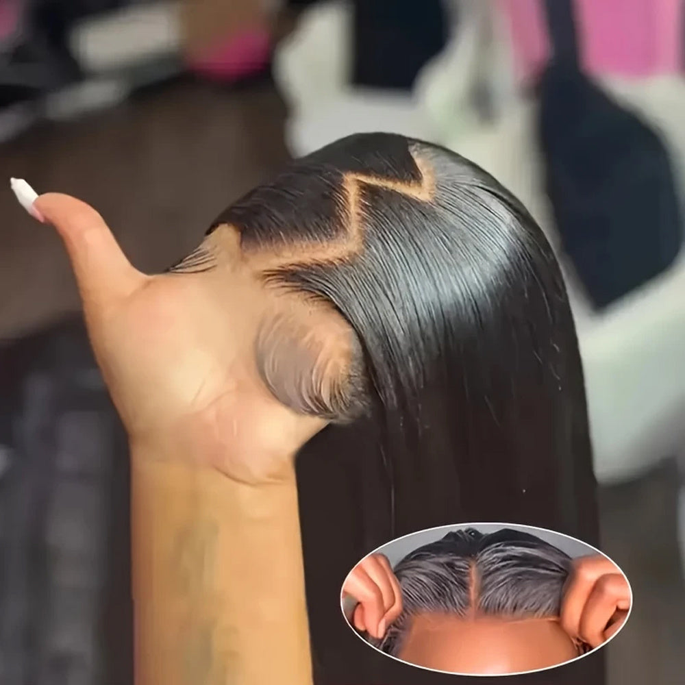 5x5 HD Transparent Lace Front Wig Glueless Closure Human Hair Wig - 3-Second Application, Pre-Plucked & Pre-Cut, Pre-Bleached Knots, 250% Density Sleek Straight Hair for | Natural Hairline, High-Density Voluminous Hair, Wig A